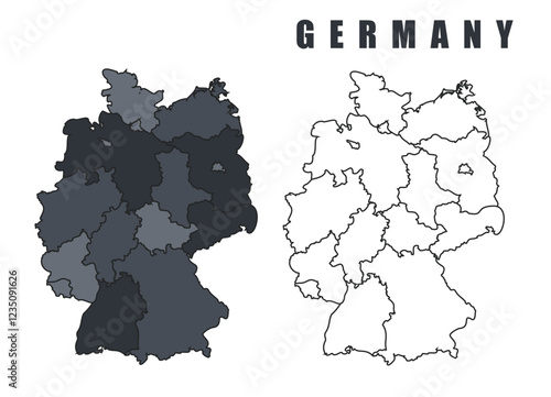 Germany country map simple flat outline vector illustration set