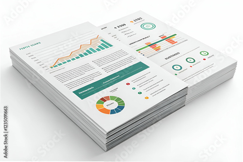 Wallpaper Mural Entrepreneurial Mindset, A stack of reports featuring graphs, charts, and data visualizations, showcasing analytical insights and performance metrics. Torontodigital.ca