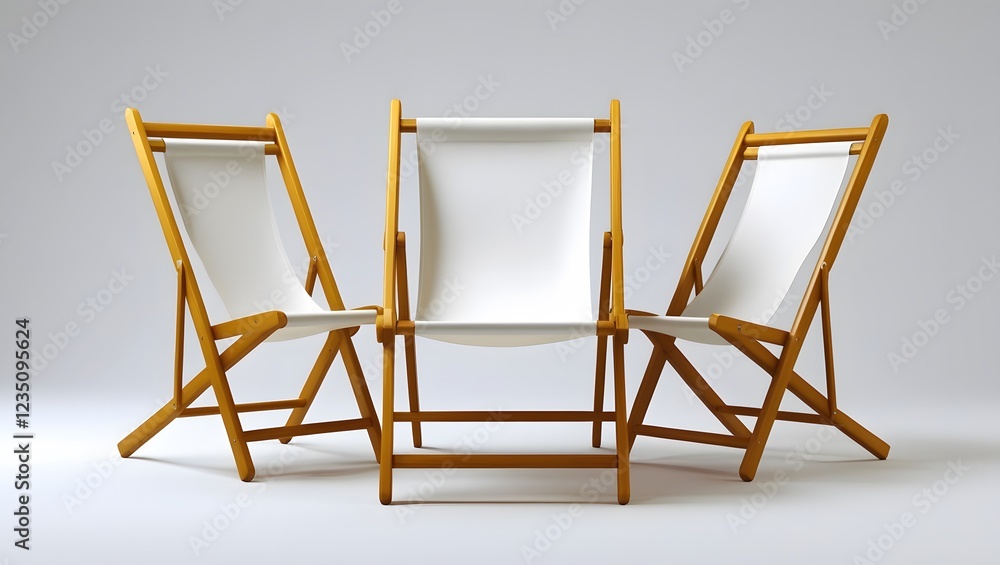 Wooden Deck Chairs in Calm Symmetric Arrangement Wooden Deck Chairs in Calm Symmetric Arrangement