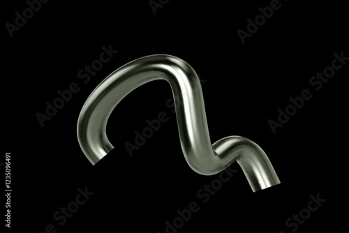 3d chrome spiral. Abstract line shape. Render silver element fluid. Silver metal wave twisted figure isolated. Vector realistic illustration for futuristic design