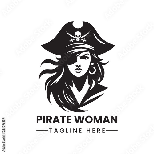 lady woman Pirate girl logo vector illustration