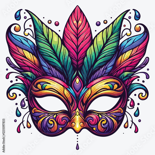 Mask mardi gras icon isolated style stock illustration