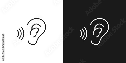 Hearing speech. Ear icon, listening to sound. Interpreting another language. Hearing or translating device or mobile app. Vector