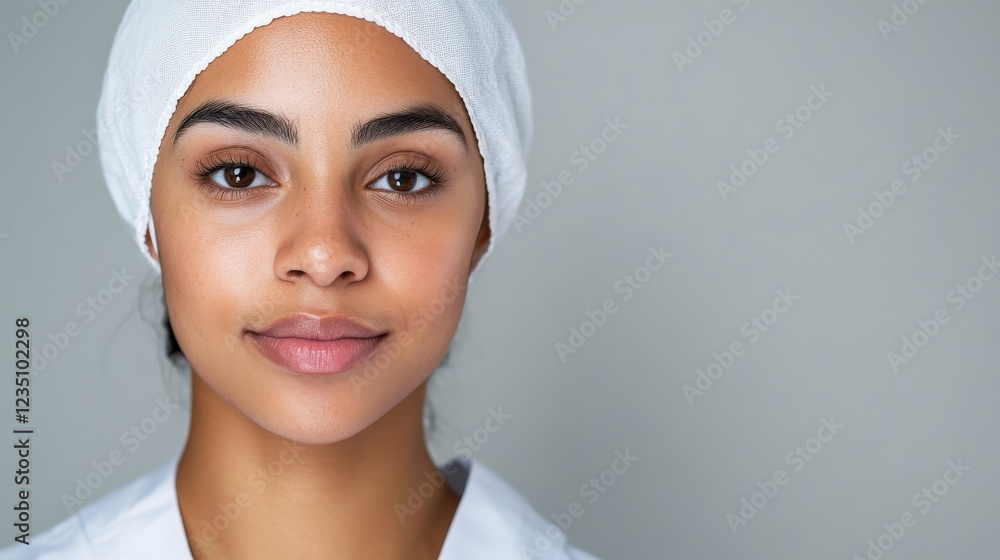 Woman Wearing White Surgical Cap Healthcare Professional Woman Wearing White Surgical Cap Healthcare Professional