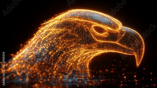 Wallpaper Mural Digital Eagle Head Glowing Orange Particles Torontodigital.ca