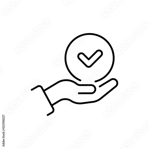 This vector illustration shows a hand gripping a circular icon with a checkmark, symbolizing approval and positive feedback in interpersonal interactions, enhancing the message conveyed