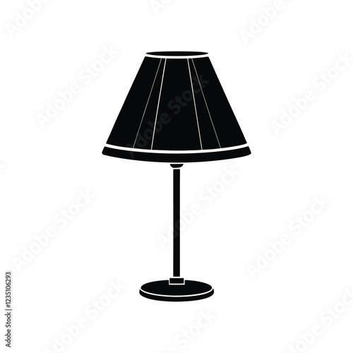 Lamp silhouette vector graphic icon for lighting fixtures, home decoration, office interiors, table lamps, floor lamps, bedside lamps, and stylish decor.