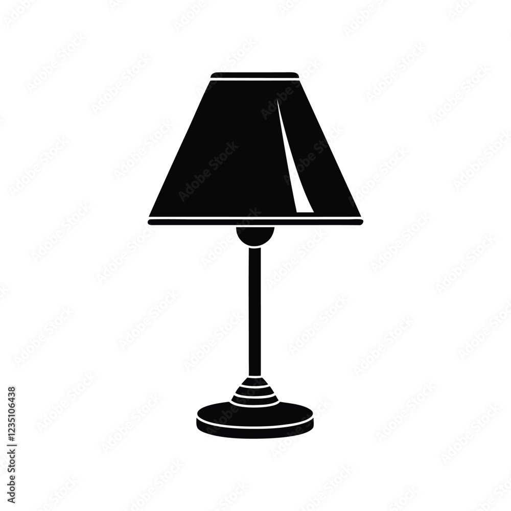 Flat lamp silhouette vector icon for home lighting, office decor, furniture design, retro and modern table lamps, desk lamps, floor lamps, and night lamps Flat lamp silhouette vector icon for home lighting, office decor, furniture design, retro and modern table lamps, desk lamps, floor lamps, and night lamps