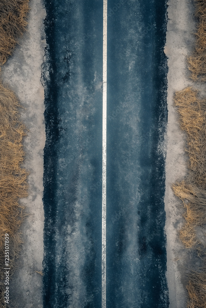 old asphalt road seen from above for textures for visualization or games, generative AI