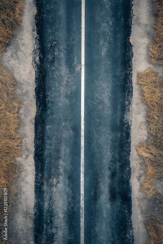 Obraz na płótnie old asphalt road seen from above for textures for visualization or games, generative AI w salonie