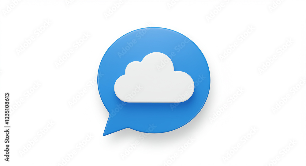 Cloud icon in blue speech bubble. White cloud icon on blue speech bubble. Cloud technology icon Cloud icon in blue speech bubble. White cloud icon on blue speech bubble. Cloud technology icon
