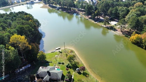 view of the river view from the top Atlanta Georgia region drone shots