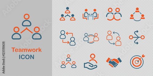 a dynamic collection of vector icons representing teamwork, collaboration, and group work to enhance your business graphics and website design