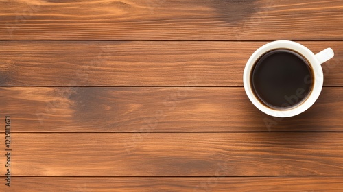 A simple, elegant coffee cup sits on a warm, wooden table, capturing a cozy atmosphere ideal for morning routines or coffee shop themes, Perfect for blogs, wellness articles