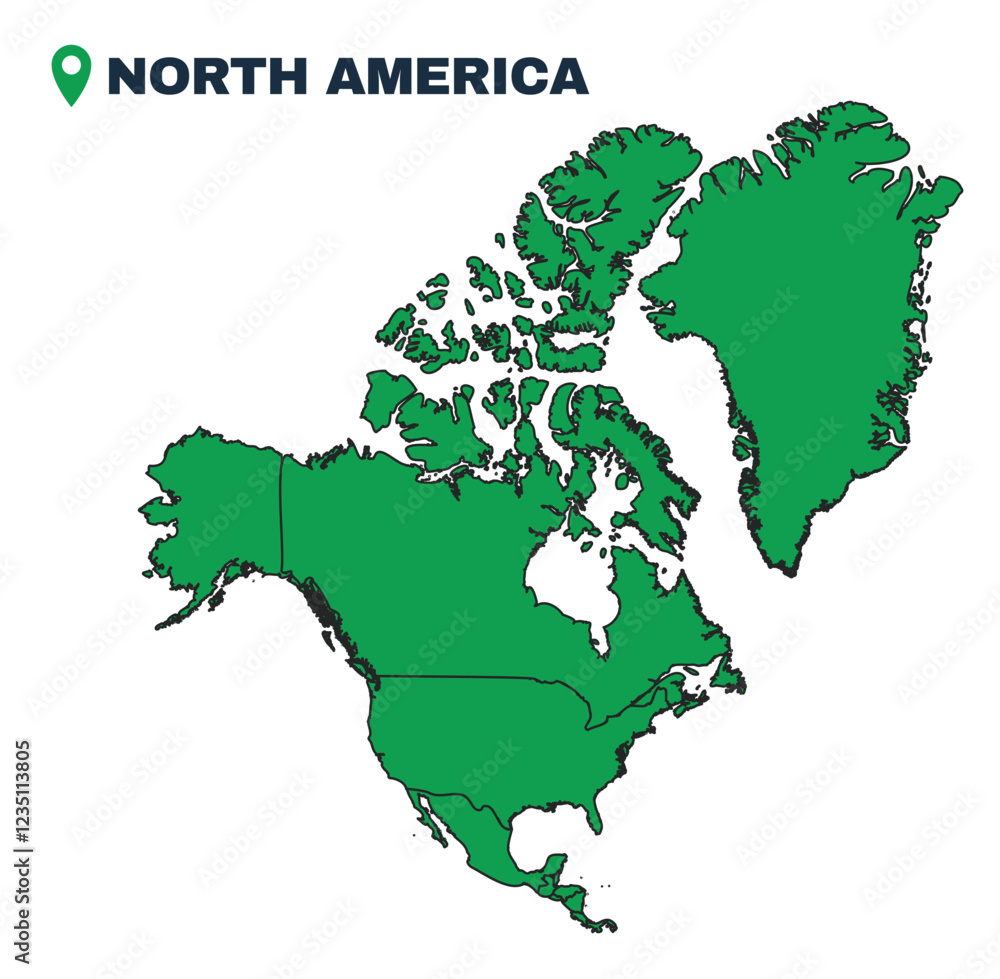 Obraz premium North America simple flat vector illustration map