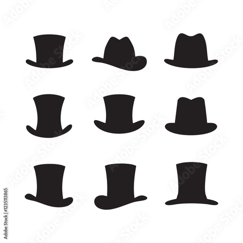 set of hand drawn hats silhouette