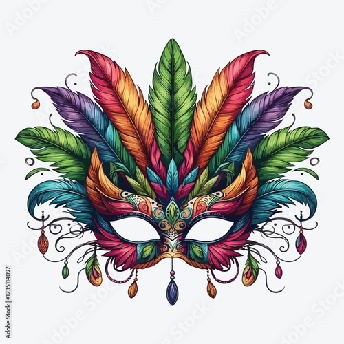 Vector carnival mask with feathers stock illustration