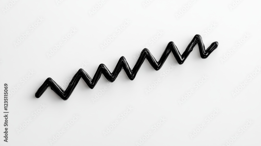 A Slanting Line Graph Represents Ongoing Expansion - This image features a sleek black zigzag wire on a white background symbolizing growth progress fluctuation creativity and innovation. A Slanting Line Graph Represents Ongoing Expansion - This image features a sleek black zigzag wire on a white background symbolizing growth progress fluctuation creativity and innovation.