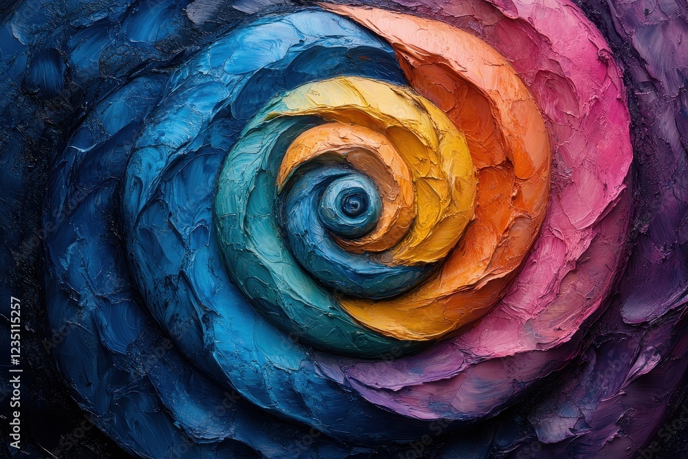 Fototapeta premium A vibrant, swirling abstract representation resembling a colorful nautilus shell.
