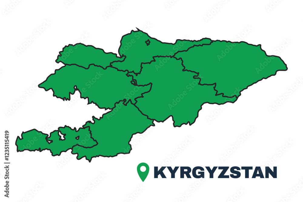 Obraz premium Kyrgyzstan simple flat vector illustration map