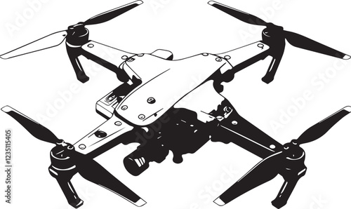 FPV Drone. Hand drawn vector illustration	