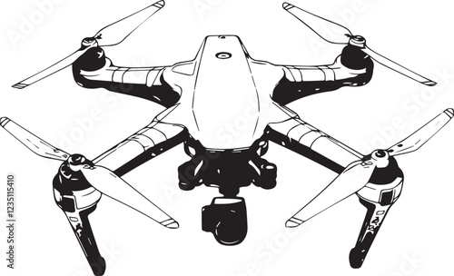 FPV Drone. Hand drawn vector illustration	