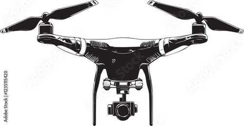 FPV Drone. Hand drawn vector illustration	