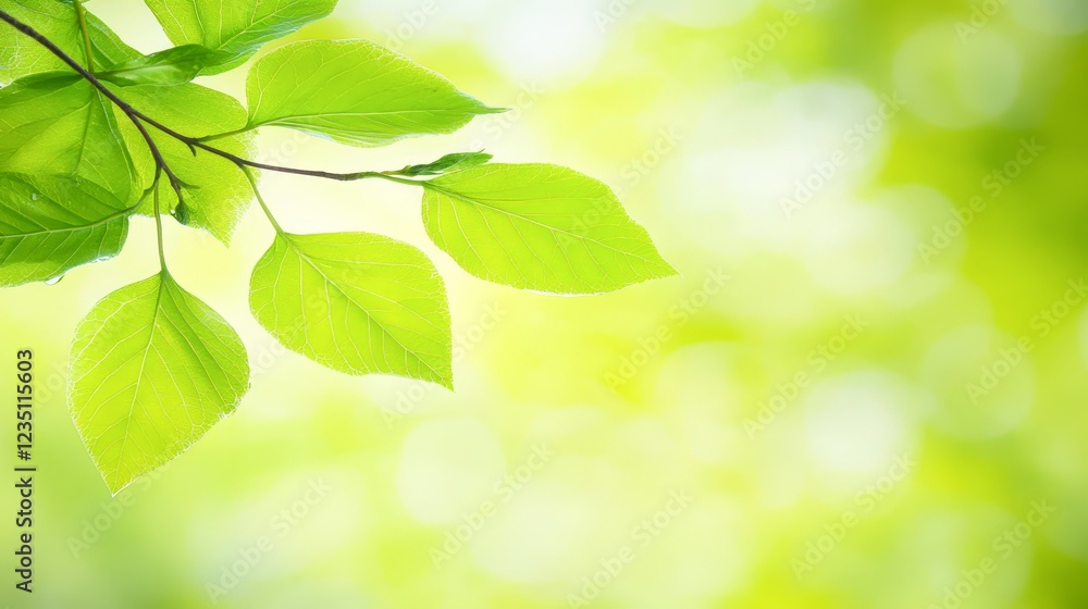 Fresh green leaves against a soft, blurred background create a serene and natural ambiance, Ideal for themes of nature, wellness, and sustainability Fresh green leaves against a soft, blurred background create a serene and natural ambiance, Ideal for themes of nature, wellness, and sustainability