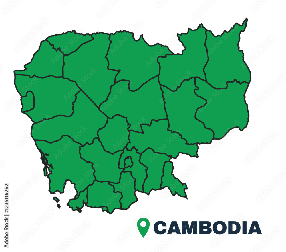 Cambodia simple flat vector illustration map Cambodia simple flat vector illustration map