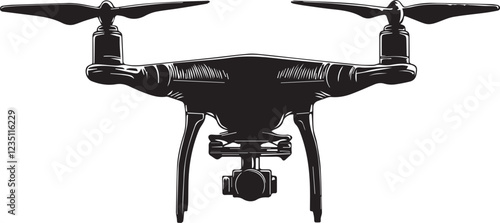 FPV Drone. Hand drawn vector illustration	