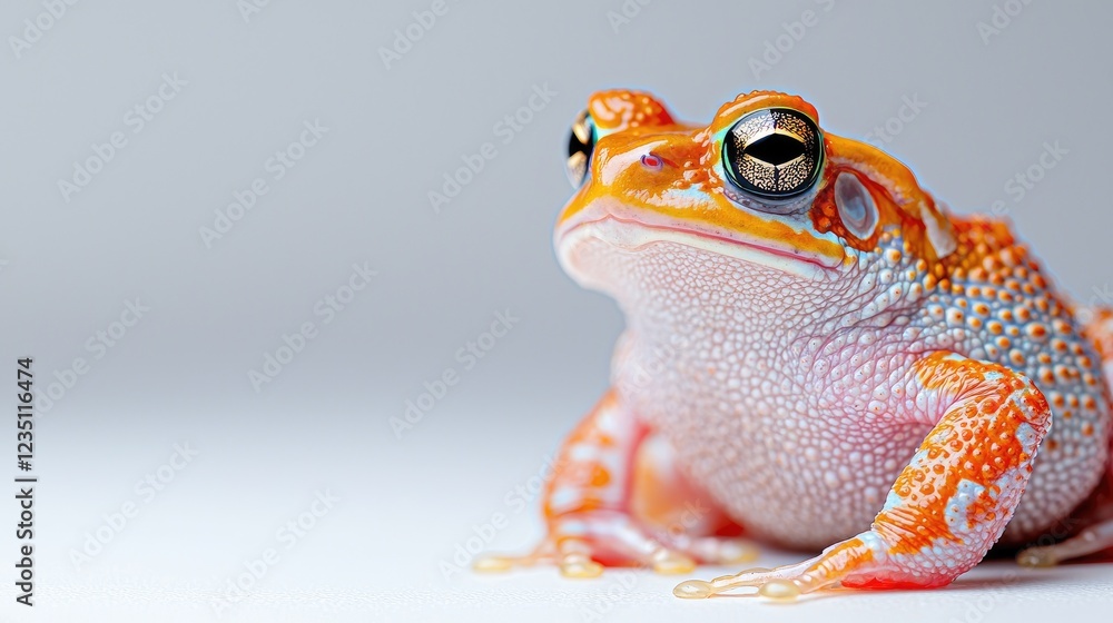 Orange frog portrait, studio shot, light background, nature photography Orange frog portrait, studio shot, light background, nature photography