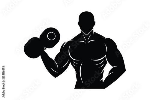 silhouette of a man with dumbbell
