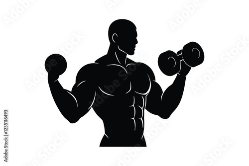 silhouette of a person with dumbbells
