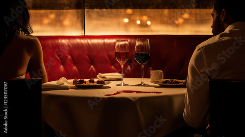 Awkward Failed Date Night with Spilled Wine at a Restaurant