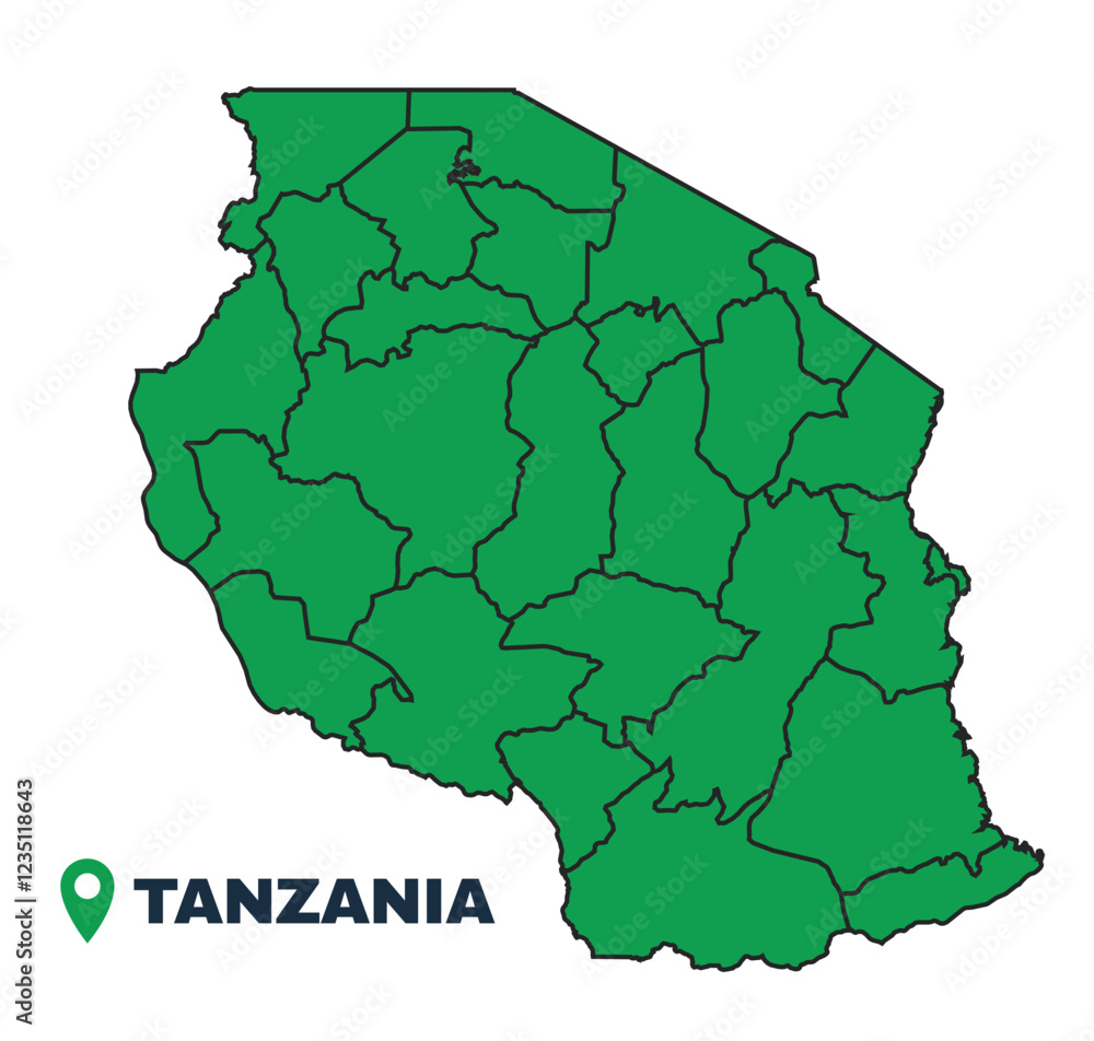 Tanzania simple flat vector illustration map