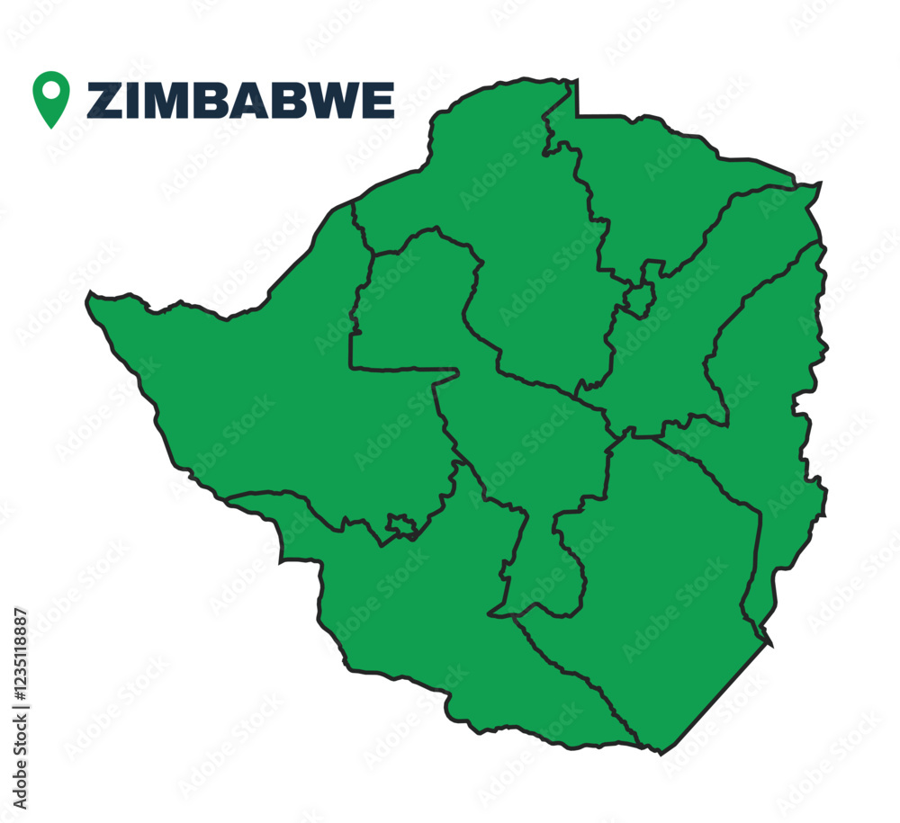 Zimbabwe simple flat vector illustration map Zimbabwe simple flat vector illustration map