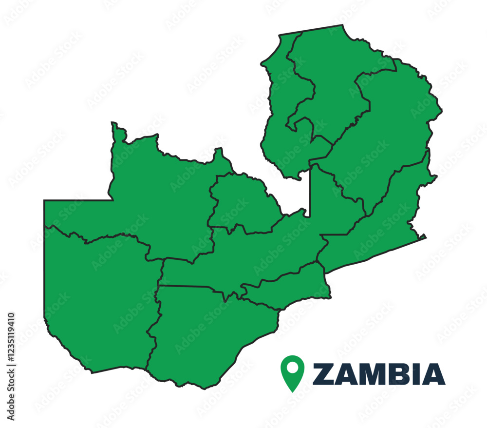 Obraz premium Zambia simple flat vector illustration map