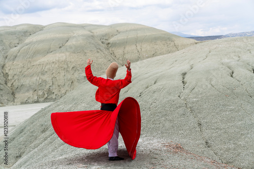 sufi whirling (Turkish: Semazen) is a form of Sama or physically active meditation which originated among Sufis. photo