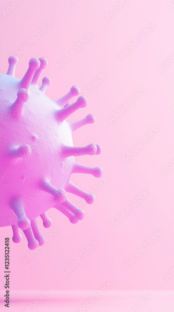 Fototapeta premium Glowing pink virus close-up in vertical orientation