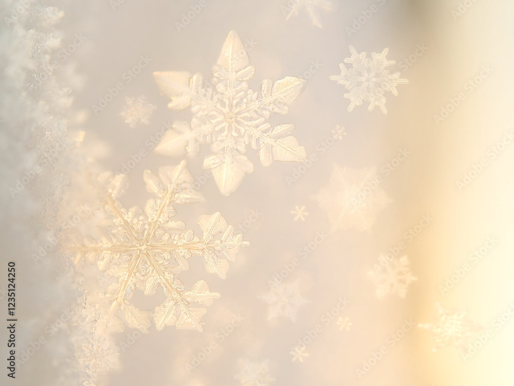 Soft-focus snowflakes on a frosted glass surface, creating a warm, winter-themed background with a golden hue. Soft-focus snowflakes on a frosted glass surface, creating a warm, winter-themed background with a golden hue.