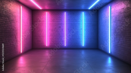 Neon Lights Illuminate Brick Room Interior Design
