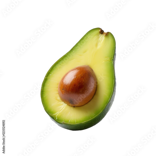 Avocado, fresh ripe fruit isolated on transparent background, close-up shot