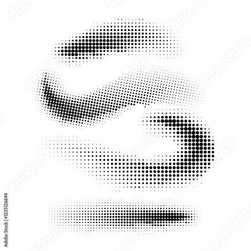 Set of black halftone dots backgrounds. Halftone dot abstract background. Vector format