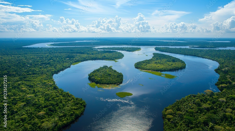 Aerial view of Amazon River oxbow lakes Aerial view of Amazon River oxbow lakes