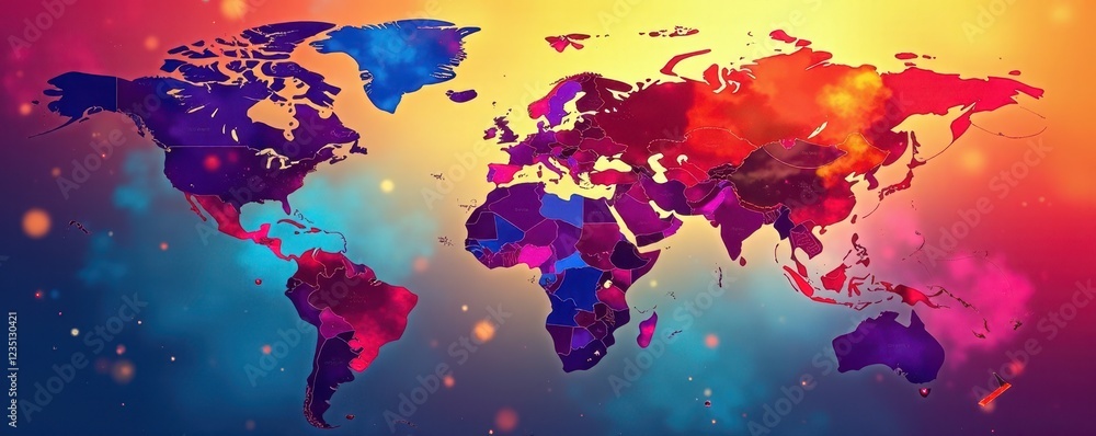 Stylized vector world map pattern, abstract design, element, colorful Stylized vector world map pattern, abstract design, element, colorful
