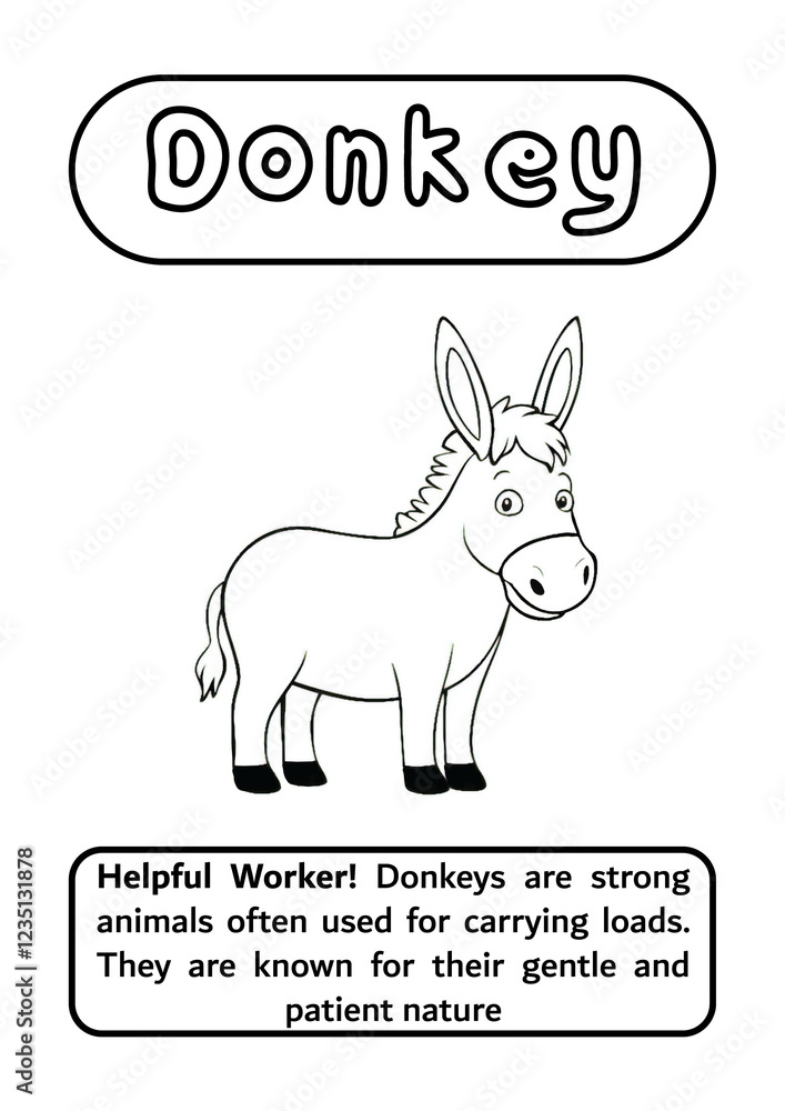 Fototapeta premium Donkey Coloring Page