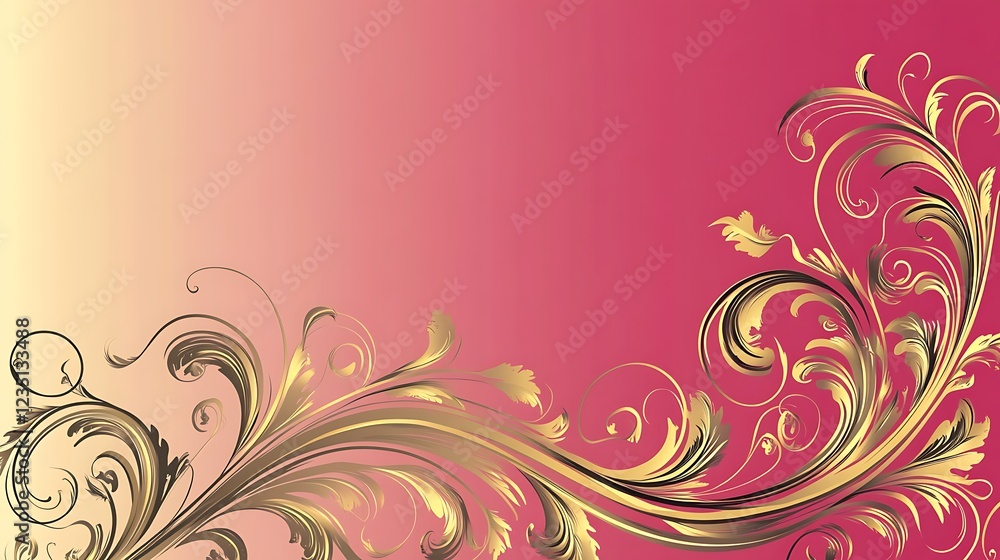Elegant Gold Floral Design on Pink Background Elegant Gold Floral Design on Pink Background