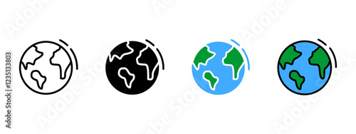 Planet earth icon. Global business or delivery sign. Travel around the world symbol. Globe illustration. Ecology and pollution conversation pictogram.