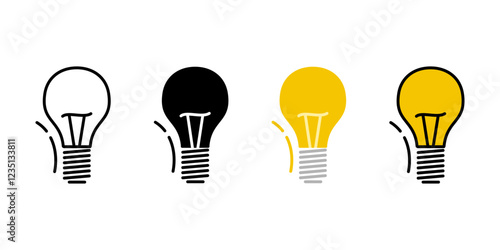 Light bulb icon. Idea or innovation sign. Creativity thinking symbol. Inspiration or insight pictogram. Electric lamp bulb illustration.