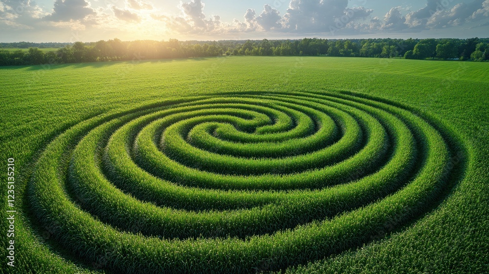 Aerial Spiral Crop Field Sunset Nature Design Aerial Spiral Crop Field Sunset Nature Design